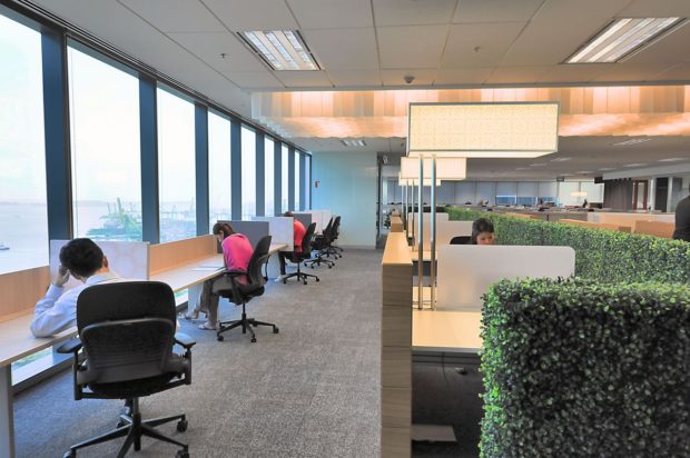 Photo of touchdown desks with expansive views in ABW office